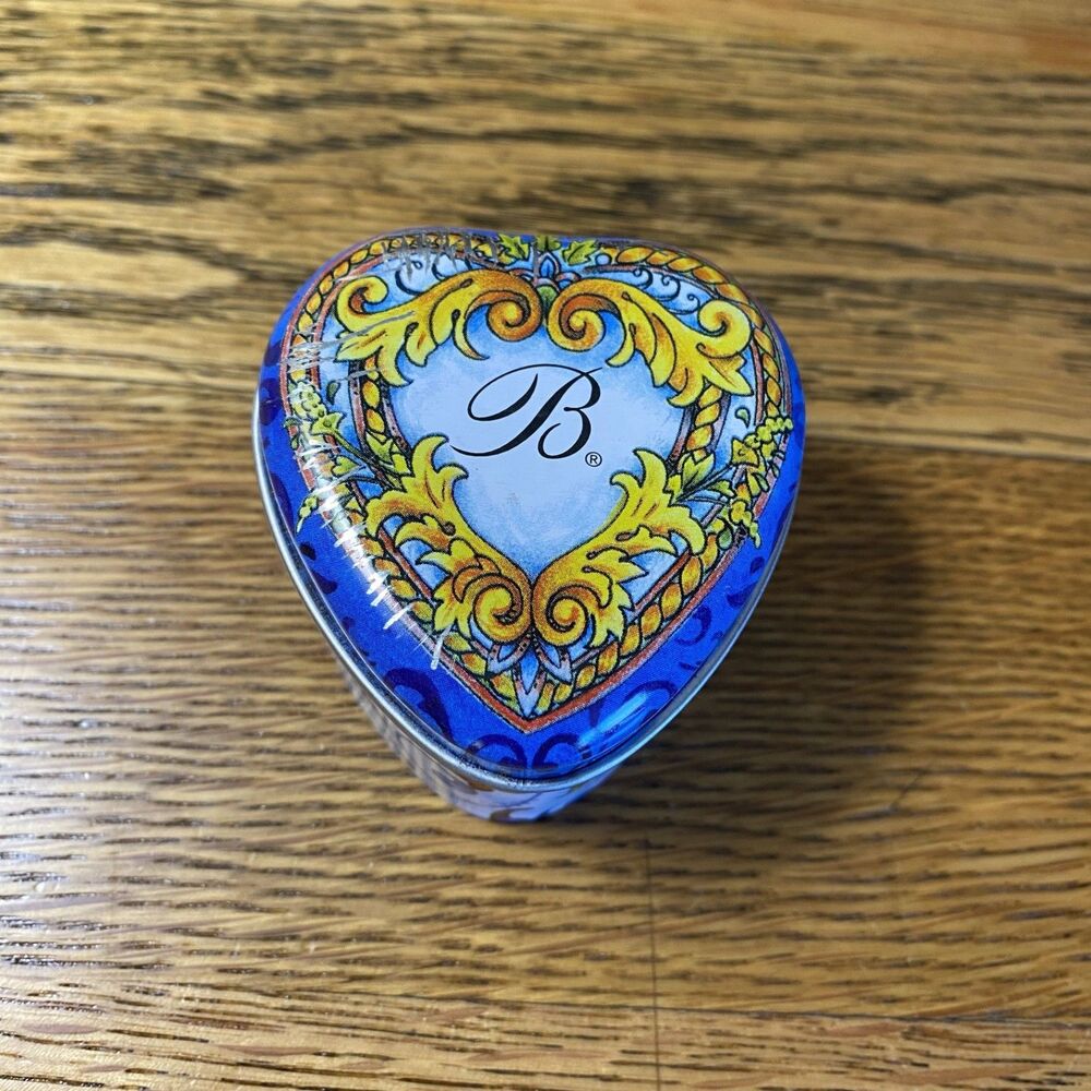 Brighton Empty Small Heart Tin Ring Box with Royal Blue Velvet Foam Insert